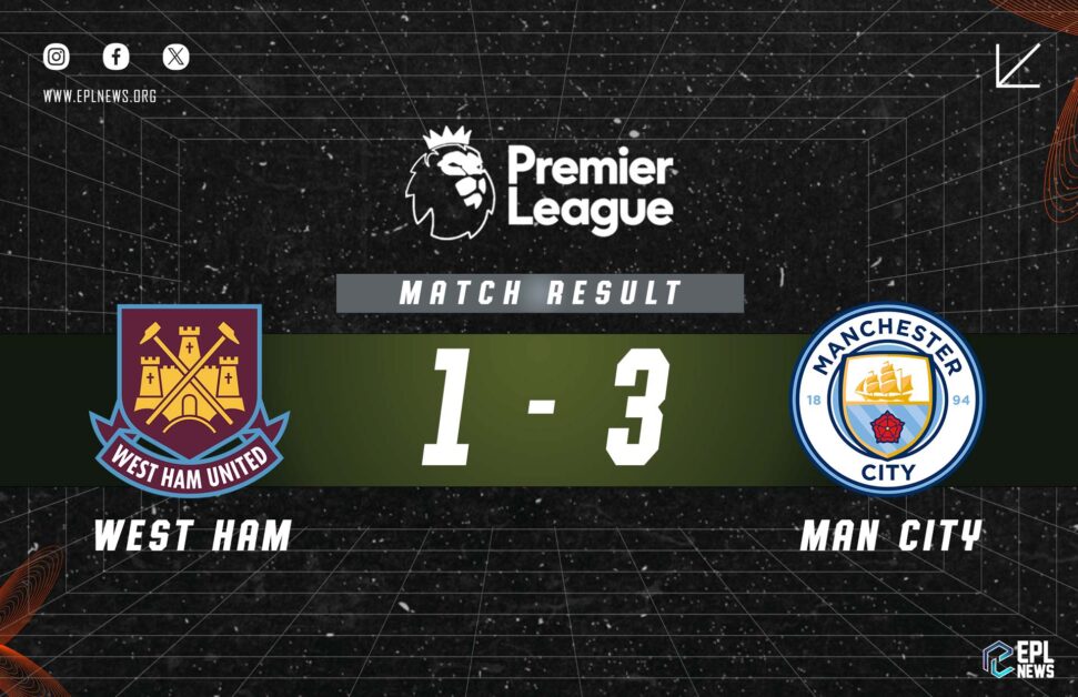 Informe West Ham vs Manchester City 1-3