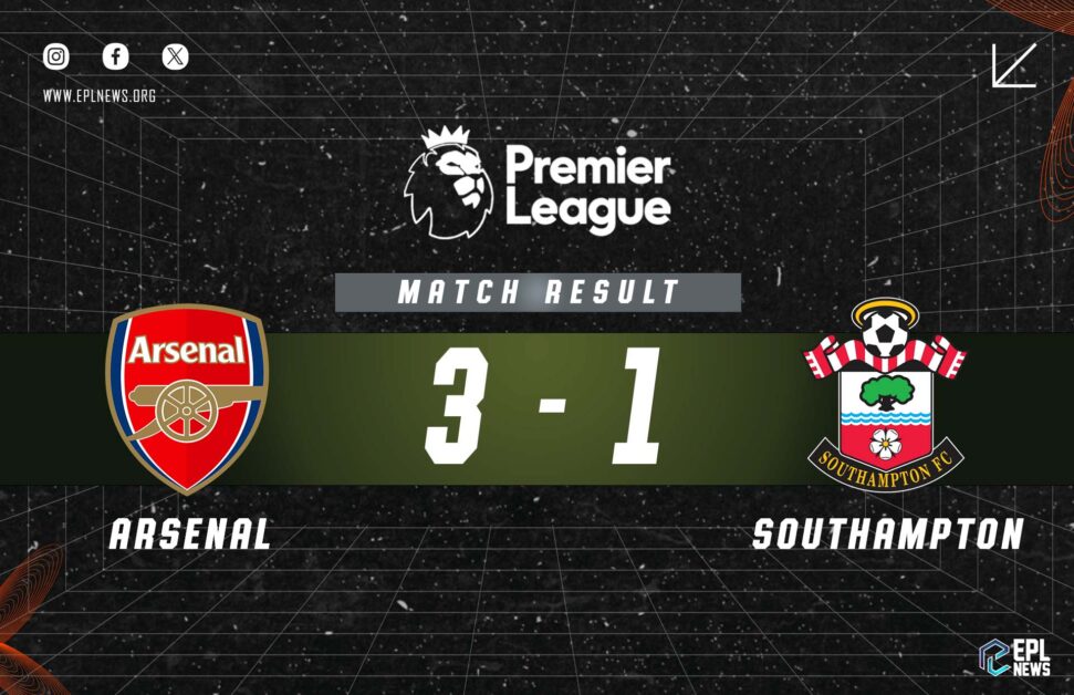 Informe Arsenal vs Southampton 3-1