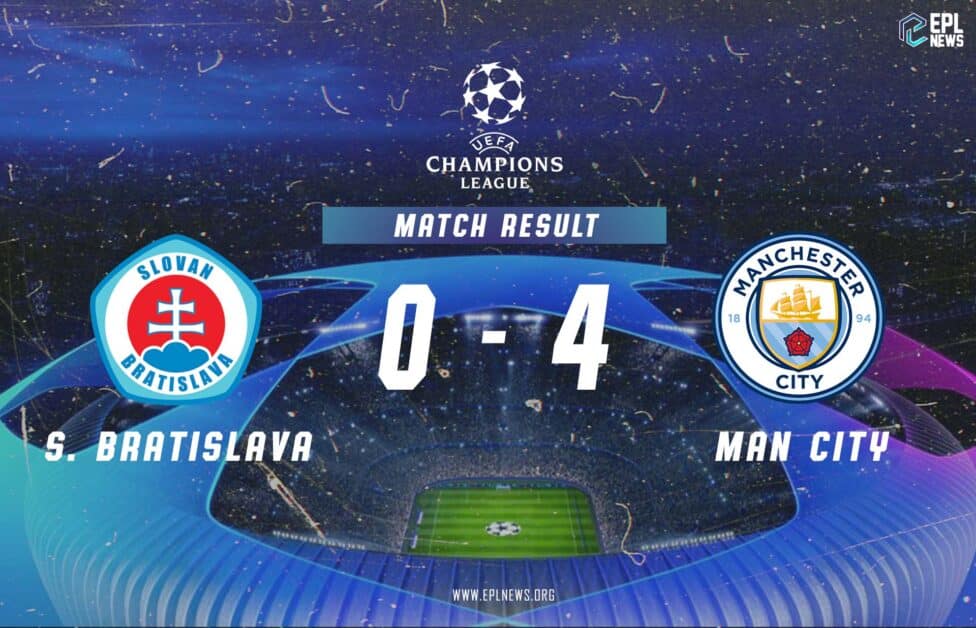 Slovan Bratislava vs Manchester City 0-4