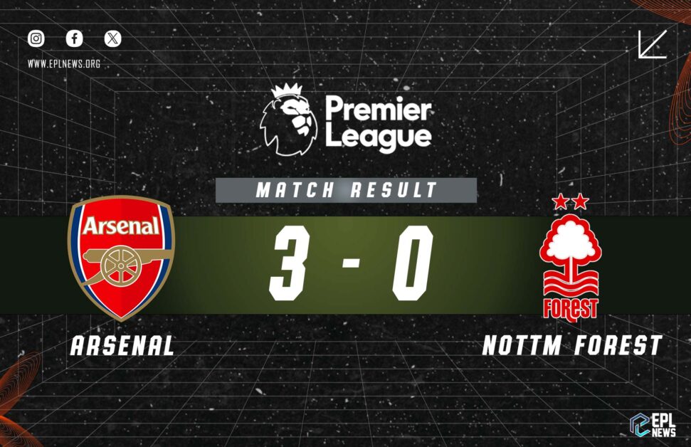 Informe 3-0 del Arsenal vs Nottingham Forest