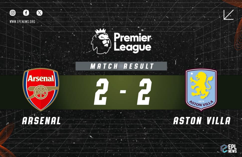 Informe 2-2 del Arsenal vs Aston Villa: los artilleros desperdician una ventaja de 2 goles para empatar en casa