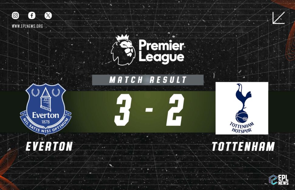 Informe del partido Everton vs Tottenham 3-2