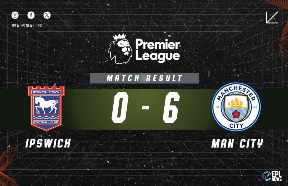 Informe del partido Ipswich vs Manchester City 0-6