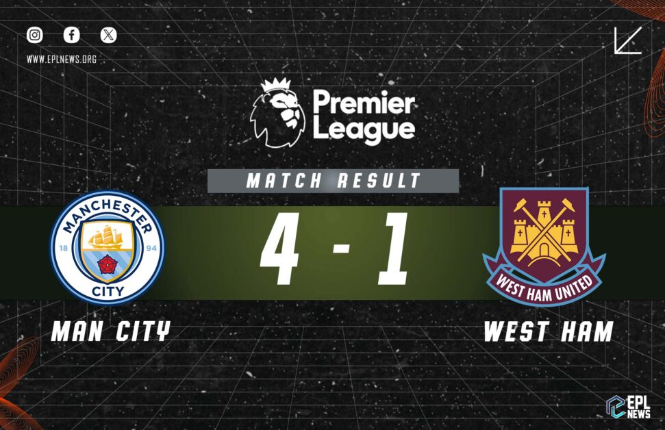 Informe del 4-1 entre Manchester City y West Ham