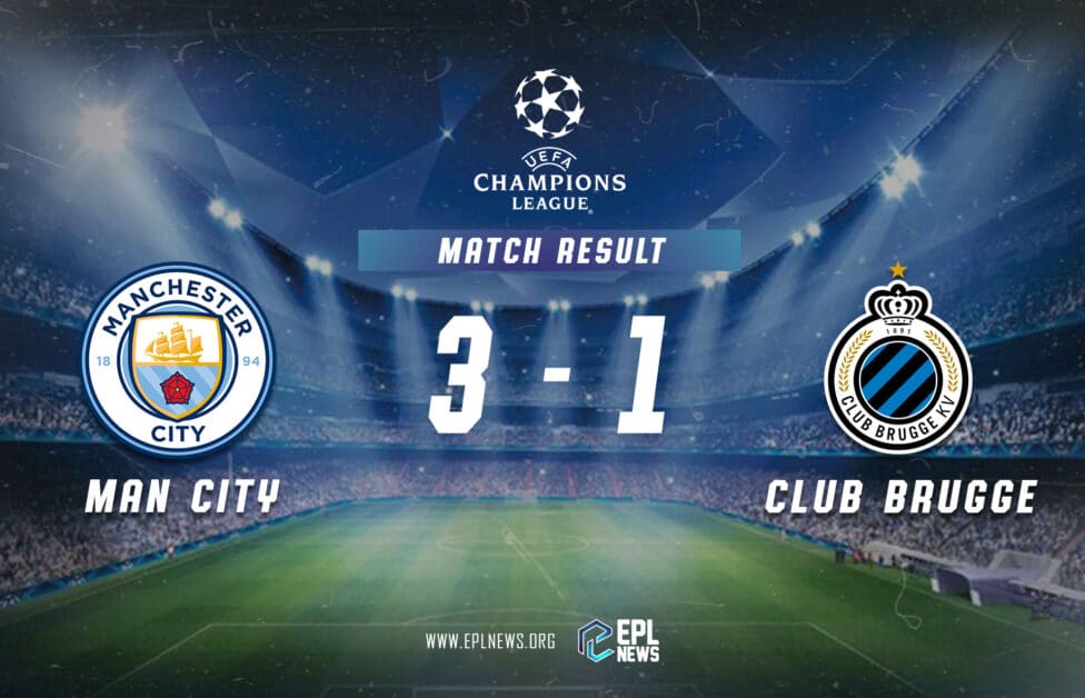 Informe 3-1 del Manchester City vs Club Brugge