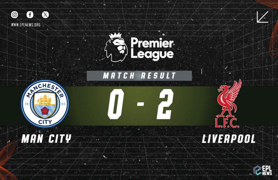 Informe del 0-2 entre el Manchester City y el Liverpool