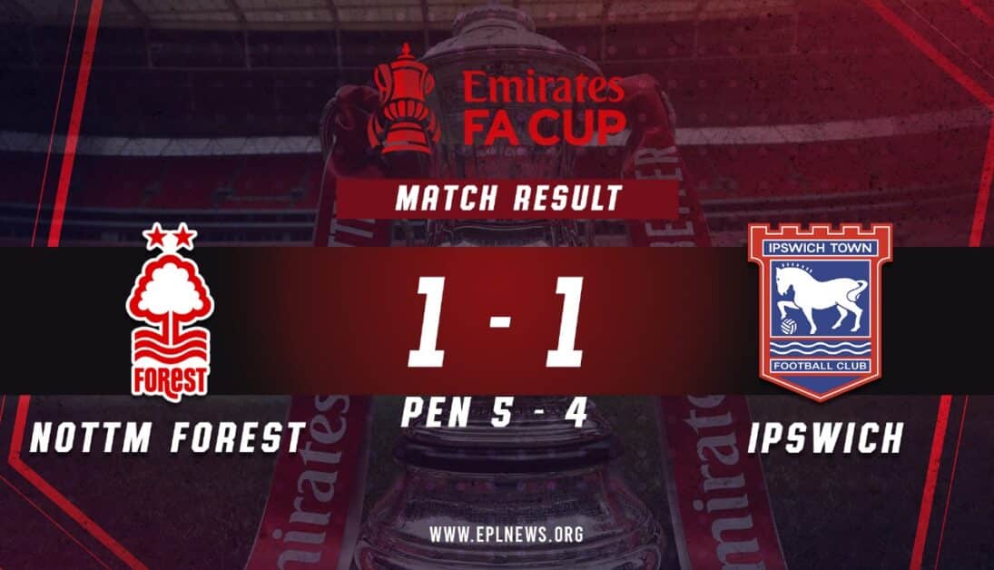 Nottingham Forest vs Ipswich 2-1 (pen.) Informe de la FA Cup