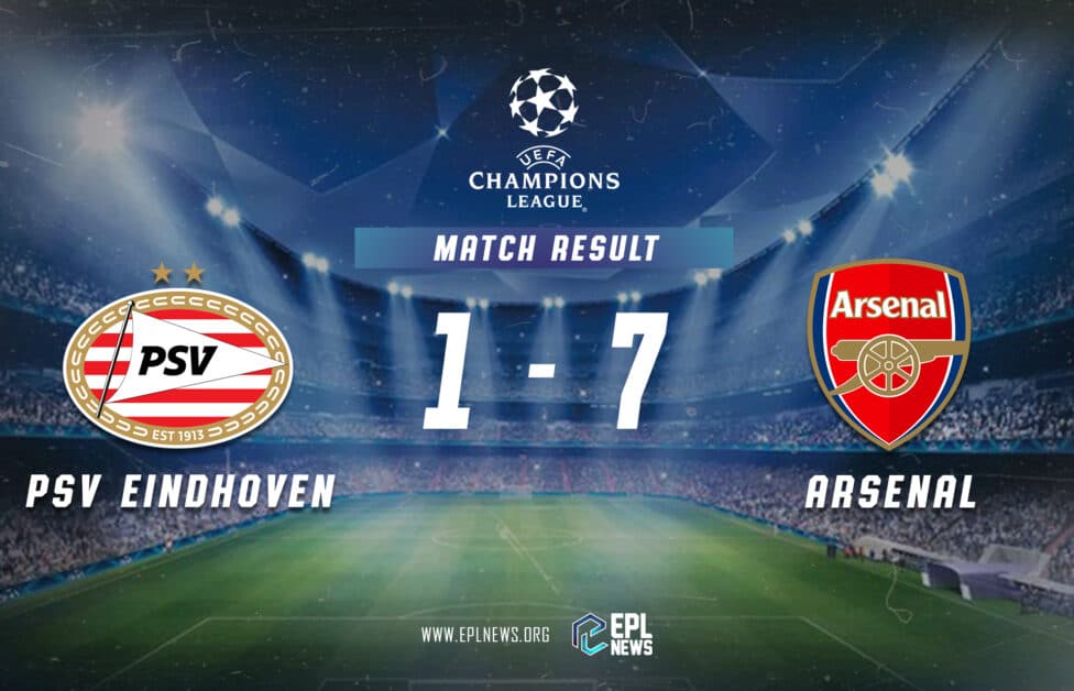 Informe PSV vs Arsenal 1-7