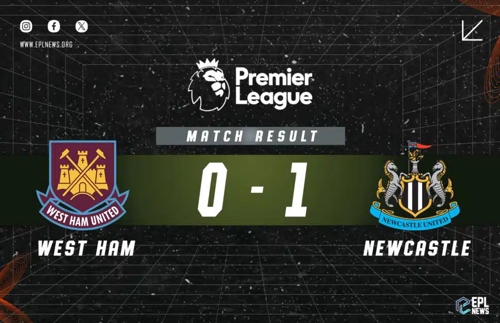 Informe del 0-1 entre West Ham y Newcastle