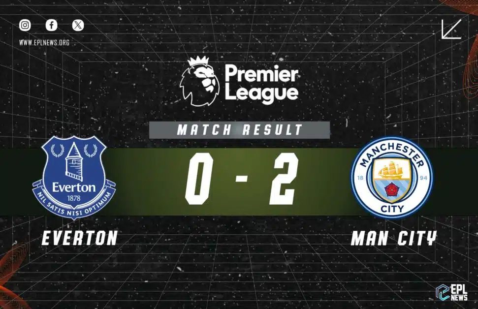 Informe Everton vs Manchester City 0-2