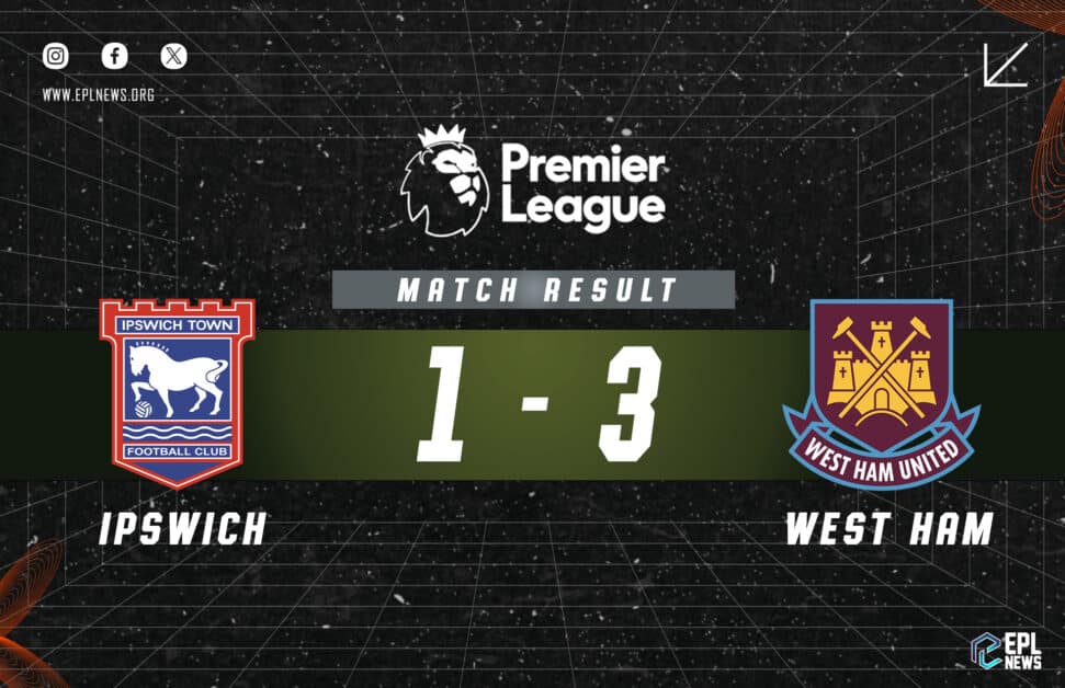 Informe Ipswich vs West Ham 1-3