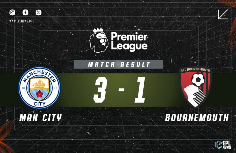 Informe Manchester City vs Bournemouth 3-1