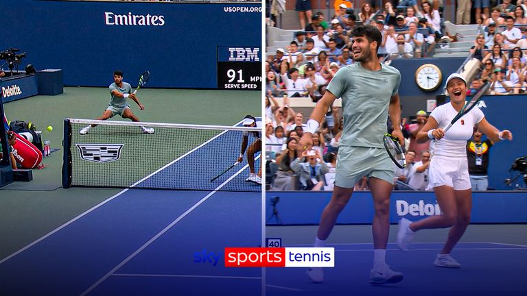 US Open Dobles mixtos | ¡Carlos Alcaraz llega al ganador de la red!