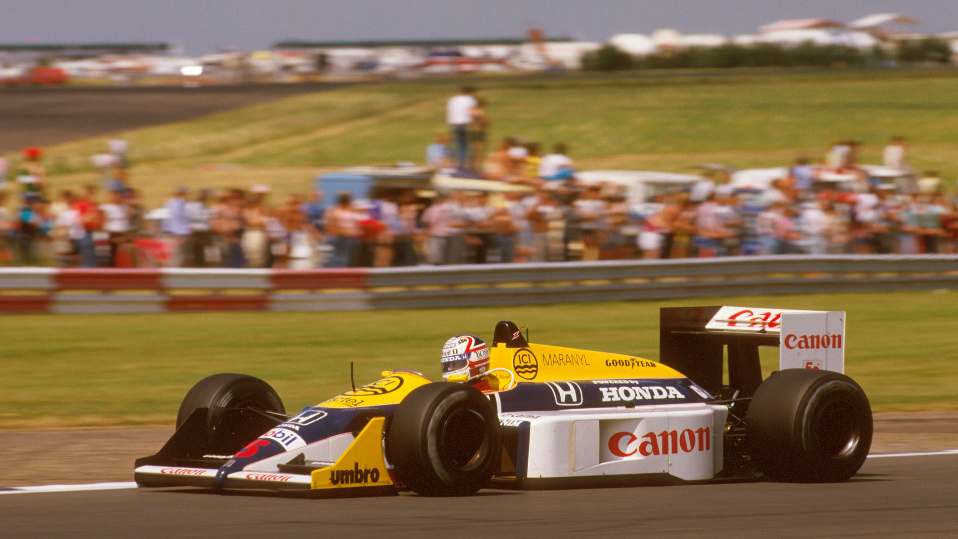 1987 Gran Premio Británico. Silverstone, Inglaterra. 10-12 de julio de 1987. Nigel Mansell (Williams FW11b