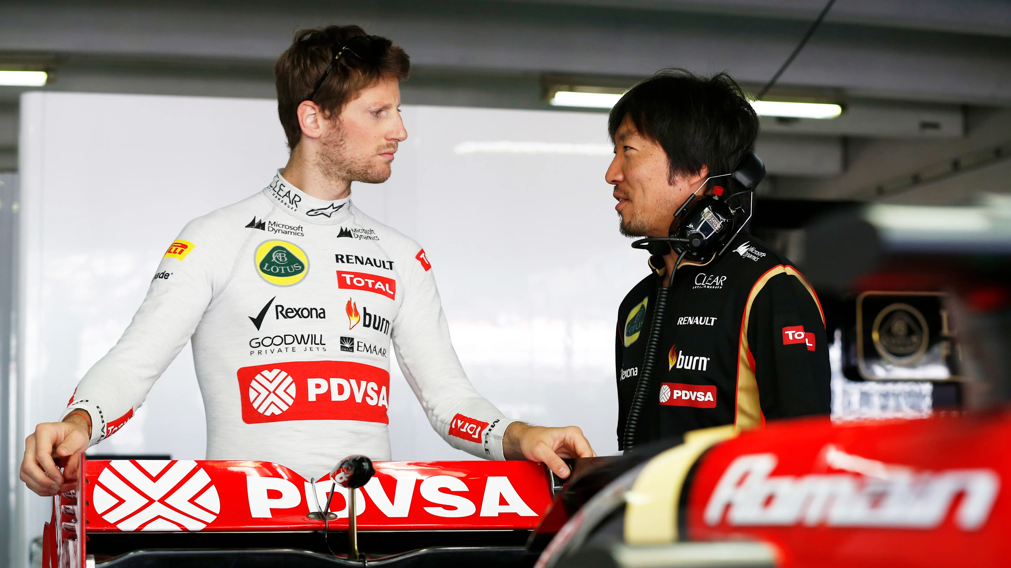 Hockenheiming, Hockenheim, Alemania. Sábado 19 de julio de 2014. Romain Grosjean, Lotus F1, con Ayao