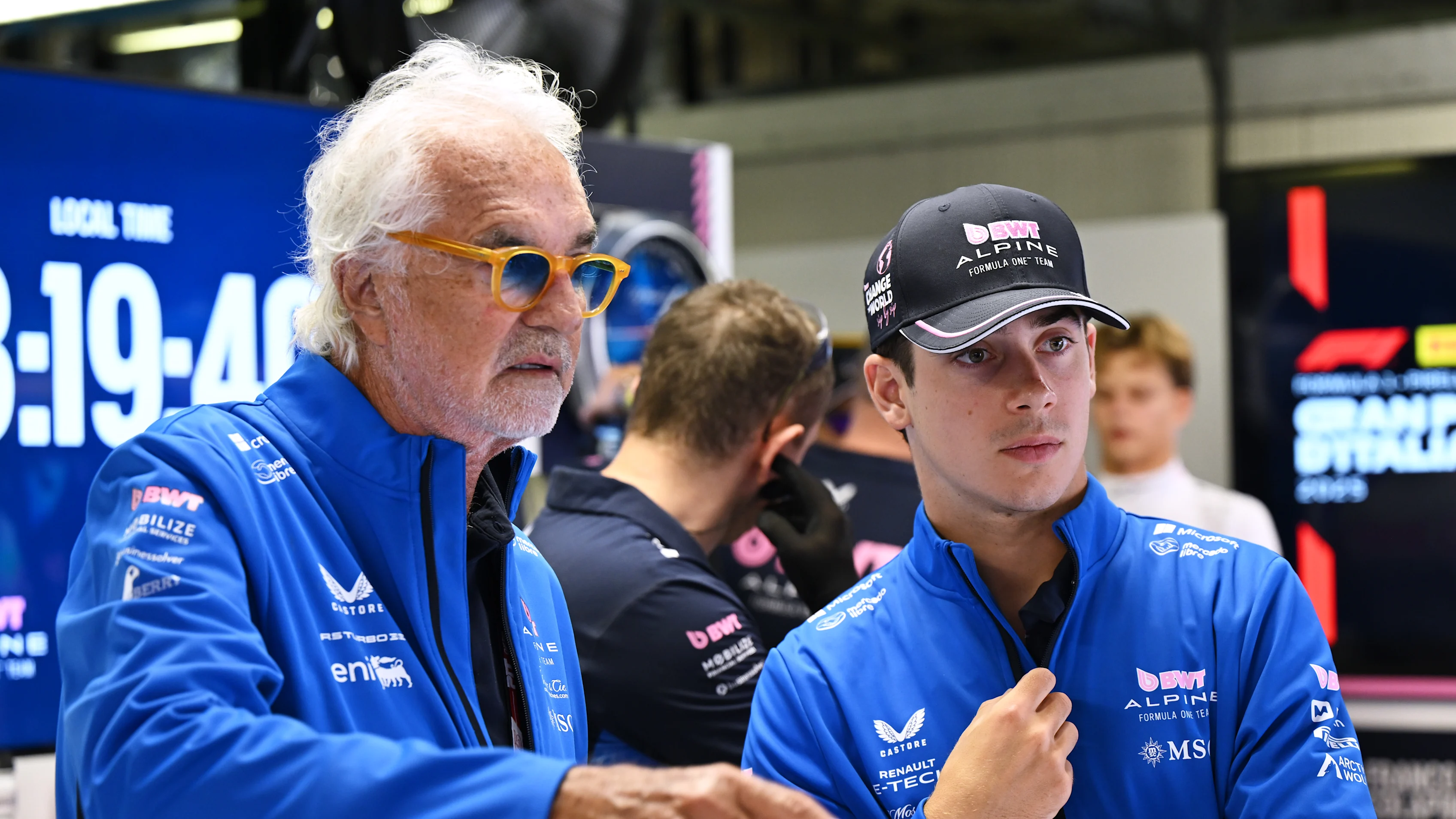 Monza, Italia - 05 de septiembre: Flavio Briatore, asesor ejecutivo de Alpine F1 y Franco Colapinto
