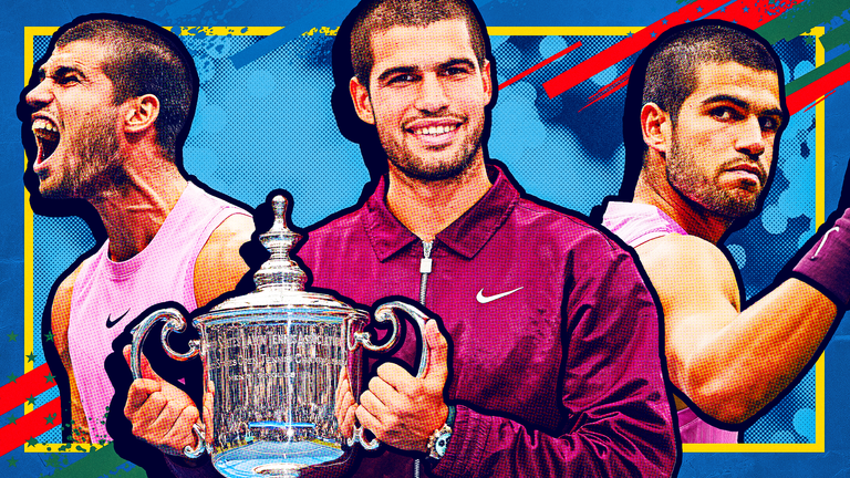 Carlos Alcaraz celebra ganar el US Open 