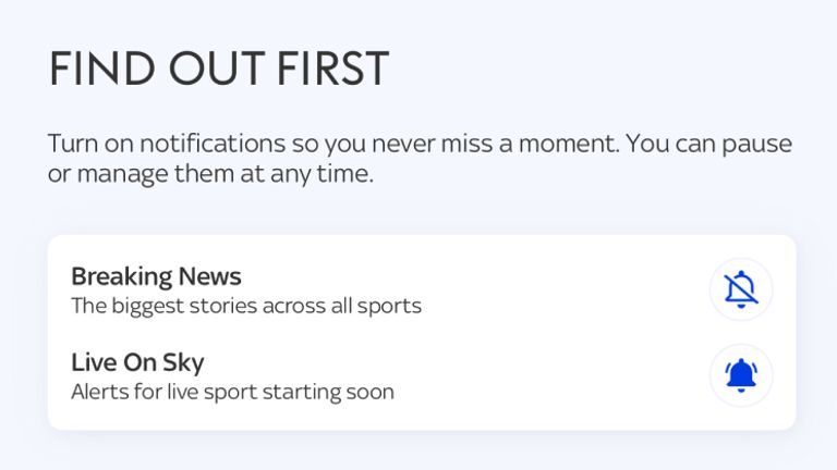 Seleccione 'Live on Sky' para recibir alertas sobre la mejor acción en vivo en nuestros canales dedicados