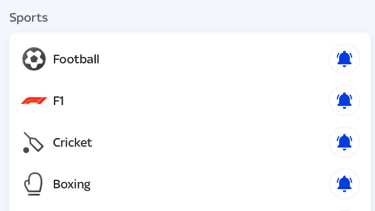 Puedes suscribirte para recibir notificaciones sobre tantos deportes como quieras.