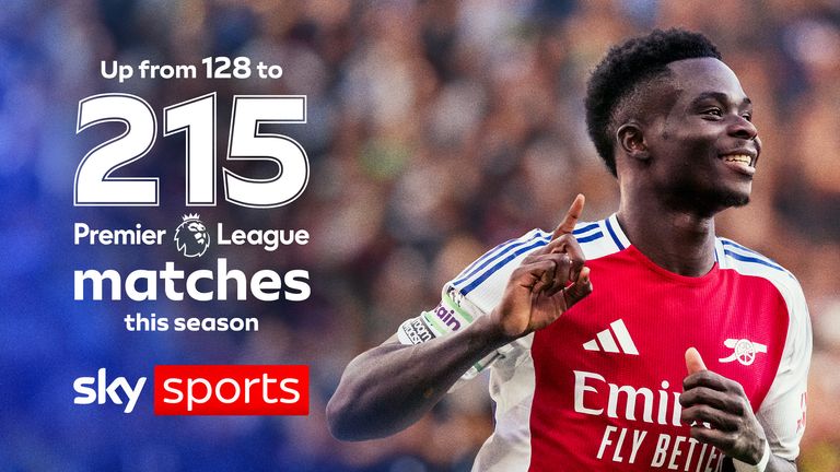 215 partidos de la Premier League en vivo frente a los 128 de esta temporada en Sky Sports