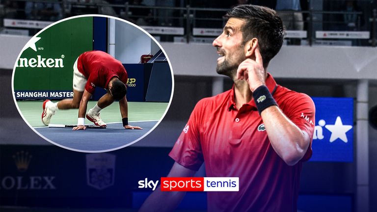 Observe cómo Novak Djokovic gana un sensacional rally de 28 tiros a pesar de sufrir una lesión en la cadera al principio del partido.