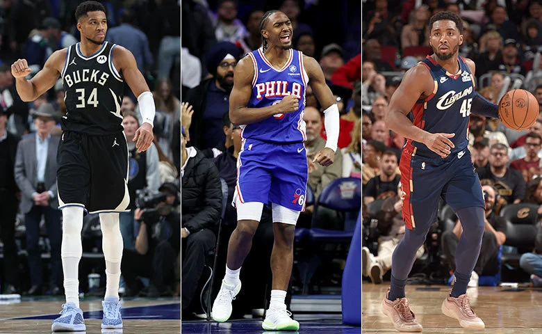 Giannis Antetokounmpo, Tyrese Maxey, Donovan Mitchell