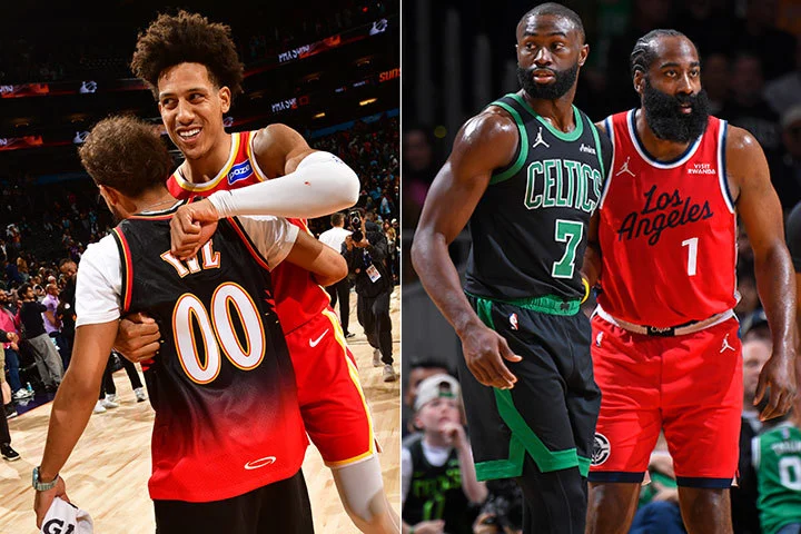 Trae Young, Jalen Johnson, Jaylen Brown, James Harden