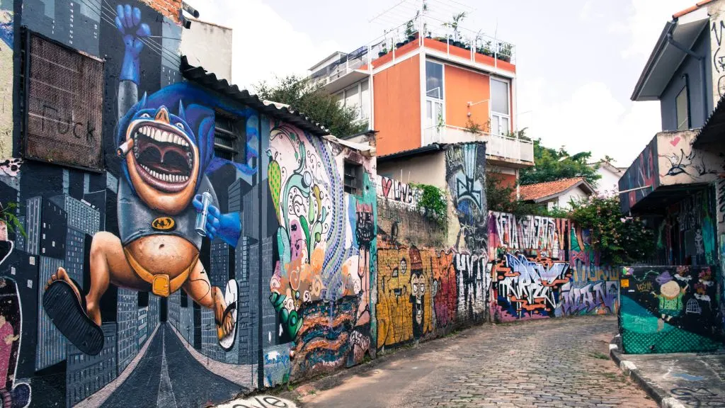Vibrant murals and street art fill Beco do Batman, Sao Paulo’s open-air gallery and a must-see during your visit. Swipe for more images