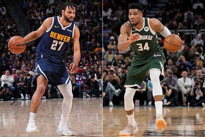 Jamal Murray y Giannis Antetokounmpo