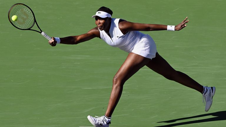 Venus Williams durante el BNP Paribas Open el 5 de marzo de 2026 (Foto de John Cordes/Icon Sportswire) (Icon Sportswire vía AP Images)