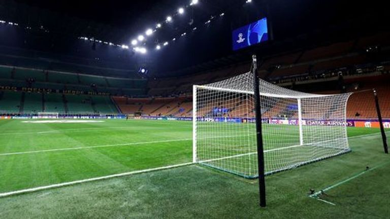 Una vista general del interior de San Siro, Milán, antes del partido de la Liga de Campeones de la UEFA entre el Inter de Milán y el Arsenal. Fecha de la foto: Martes J